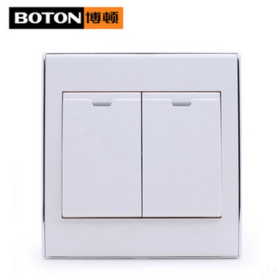 正品 博顿2V 墙壁 电器开关 86象牙白二开双控