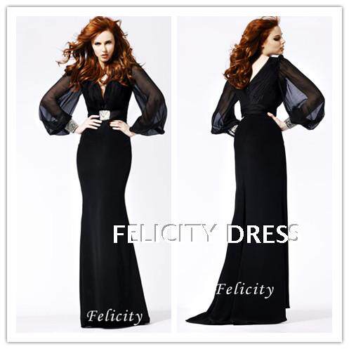 性感V领长袖鱼尾晚礼服裙明星同款大码拖尾晚装裙黑色显瘦敬酒服|ruв категории Женская одежда, Cвадебные платья, платье/вечернее платье - от Buy2taobao.com для оказания профессиональной услуги покупки агента Taobao