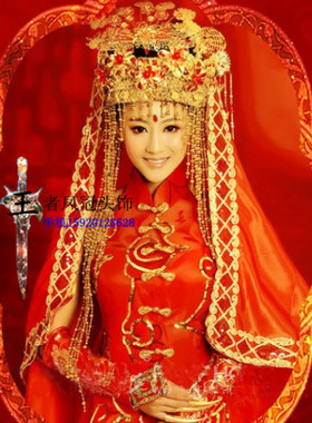 汉唐古装头饰影楼拍照古装凤冠发饰结婚新娘秀禾服凤冠头饰