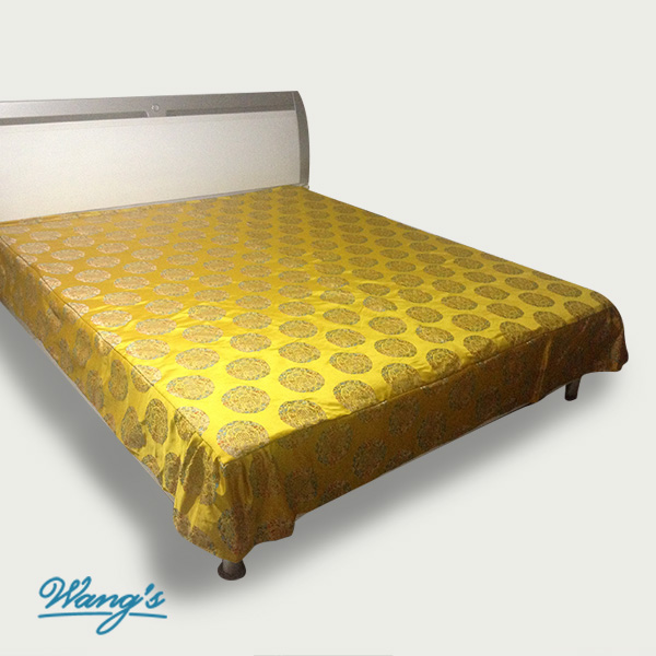 王氏手工 中国风 传统复古 金黄色龙纹 床罩 床笠 定制加工