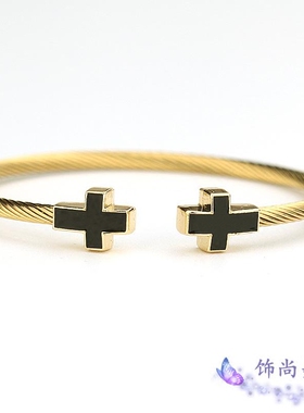 日韩风金色十字架夜店手环新品