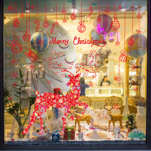 商场店铺橱窗户装扮玻璃墙纸贴画墙贴纸客厅圣诞节日装饰窗花贴纸