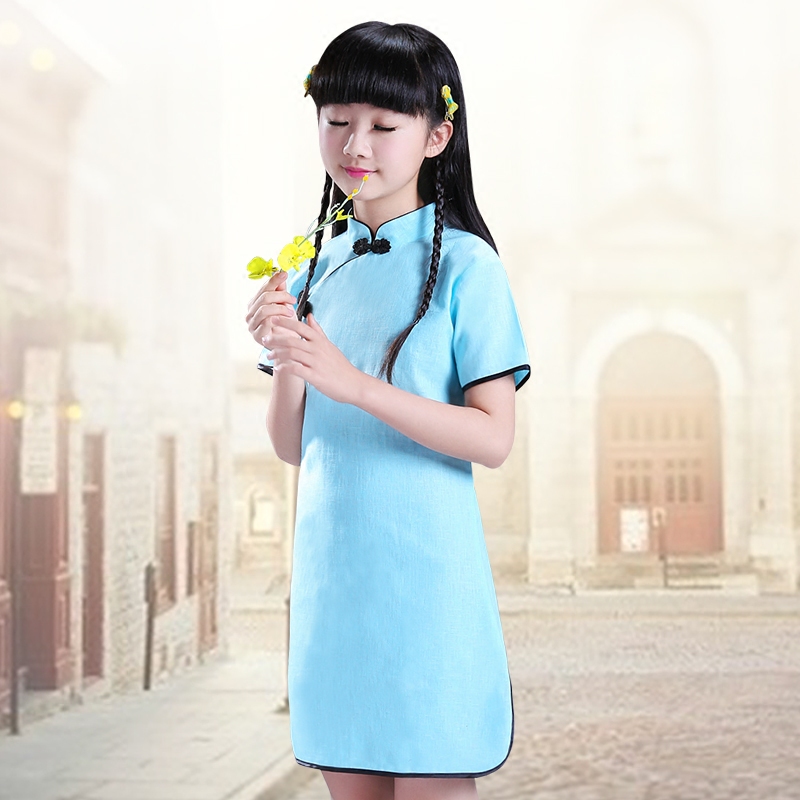 小女孩短袖旗袍 儿童棉麻民国女童装旗袍裙 纯色女大童连衣裙夏季在类目 童装/婴儿装/亲子装, 儿童旗袍/唐装/民族服装, 旗袍中 - 来自Buy2taobao.com提供专业的淘宝代购服务
