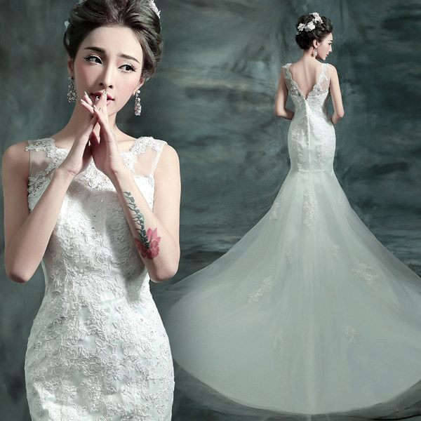 性感深v领露背法国蕾丝鱼尾拖尾新娘婚纱礼服2019新款2196夏季|ruв категории Женская одежда, Cвадебные платья, свадебное платье - от Buy2taobao.com для оказания профессиональной услуги покупки агента Taobao