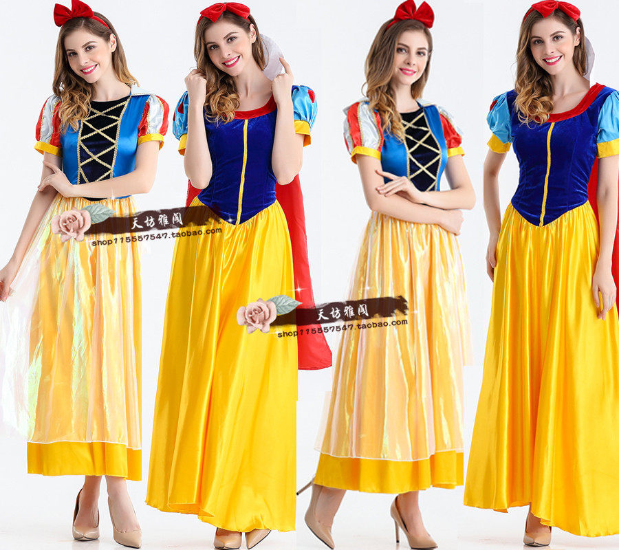 万圣节灰姑娘白雪公主贝拉成人cosplay服装蓝色礼服舞台表演服
