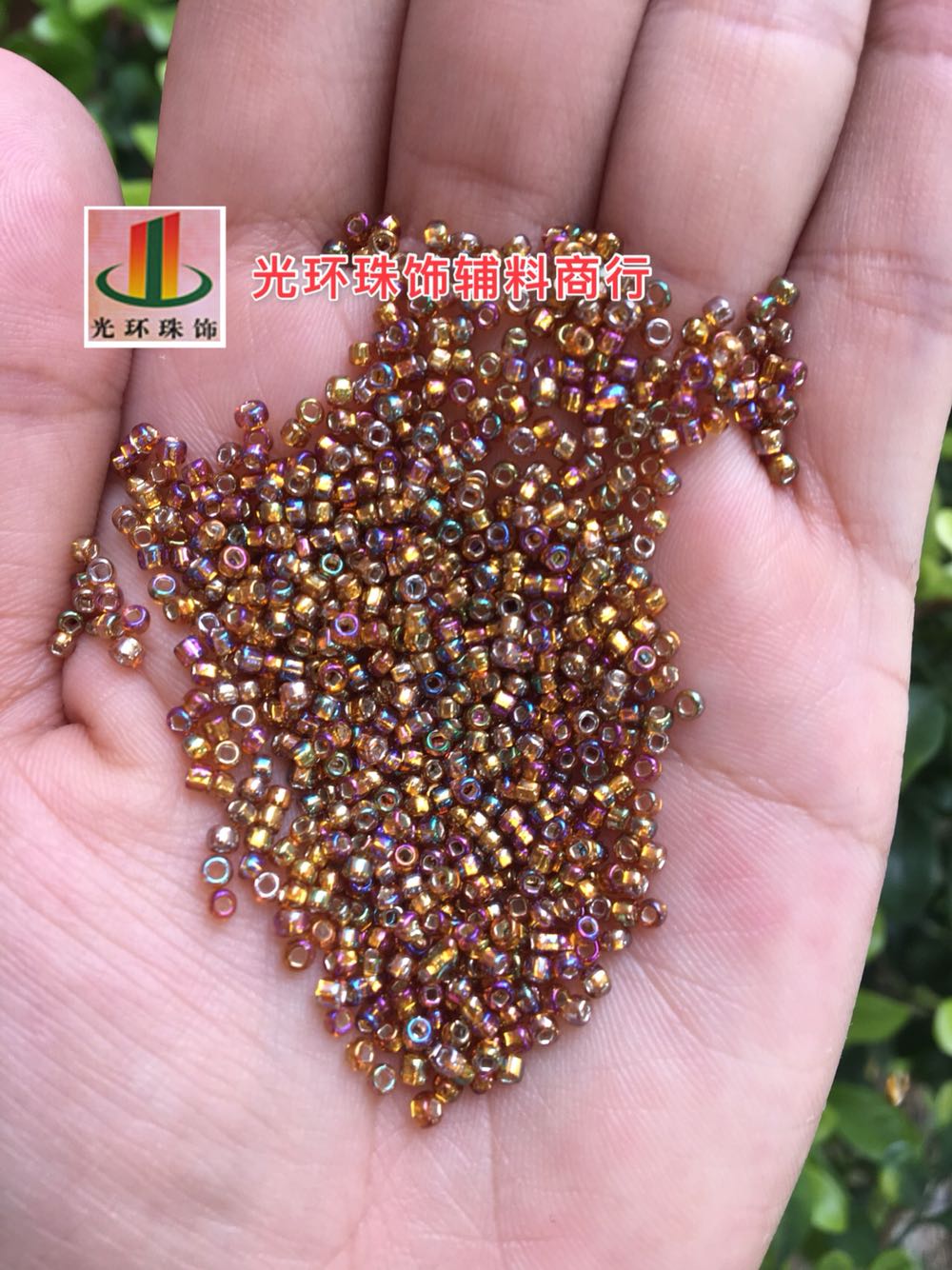 高级散珠 2mm3mm3.6mm银心方孔镀彩咖啡色米珠 彩茶色玻璃珠子