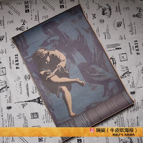 枪花乐队 摇滚金属音乐海报 use your illusion2 牛皮纸定制