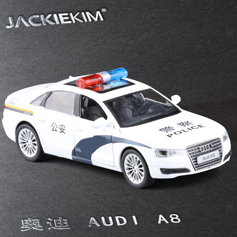 1:32奧迪A8警車合金車模豐田開門聲光回力汽車模型玩具車