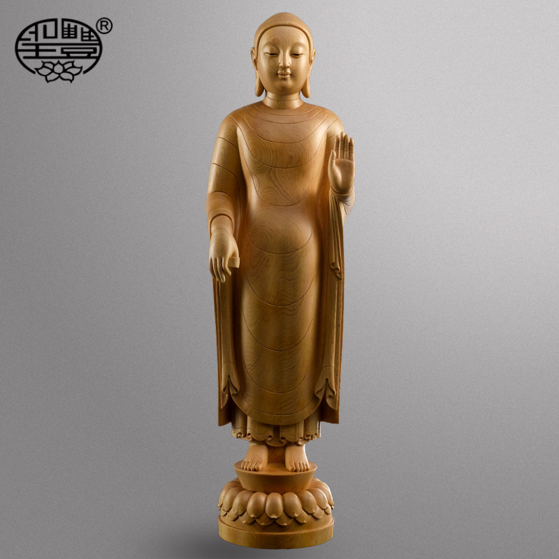 圣丰佛像北齐风格立佛65公分桧木手工雕刻收藏品供奉摆件定制