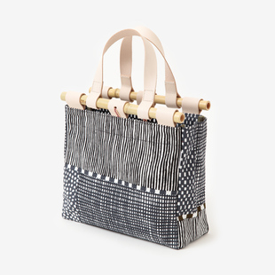 SOUSOU布袋日本京都制设计师代购帆布系带竹子手拎包間がさね墨色