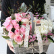 广州同城鲜花速递粉玫瑰花束白绣球花篮毕业季 生日礼物手捧花