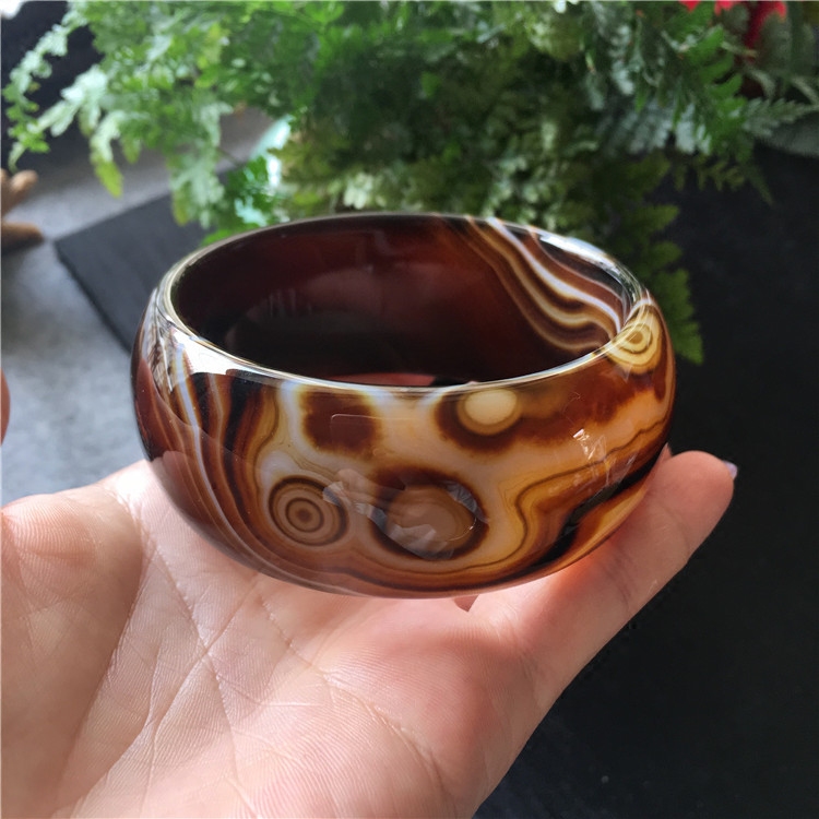 超宽明星版个性特色巴西正品纯天然缠丝天眼玛瑙玉髓手镯女加厚