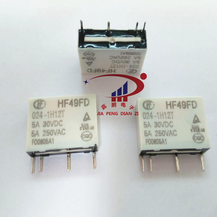 HF49FD-024-1H12T 4脚常开5A250VAC宏发继电器