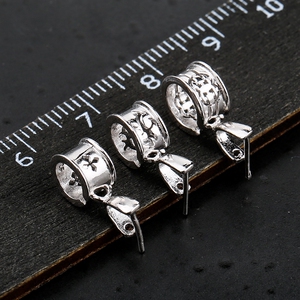 吊坠扣男女水晶玉扣子配件 S925银瓜子扣头DIY玉佩挂件水晶夹扣针