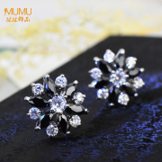 Mu-Mu-jewelry earrings temperament girl Korea vogue Joker hypoallergenic synthetic cubic zirconia Flower Earrings Rima 989