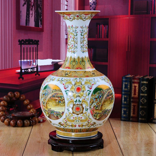 家居装 景德镇陶瓷器 清明上河图古典花瓶 现代时尚 饰品工艺品摆件