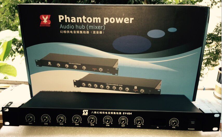 话筒集线器 48V幻象电源供电器 8路4路 SY824 SY48v
