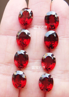 色泽艳丽火彩闪亮精品天然红石榴石裸石戒面8*10MM