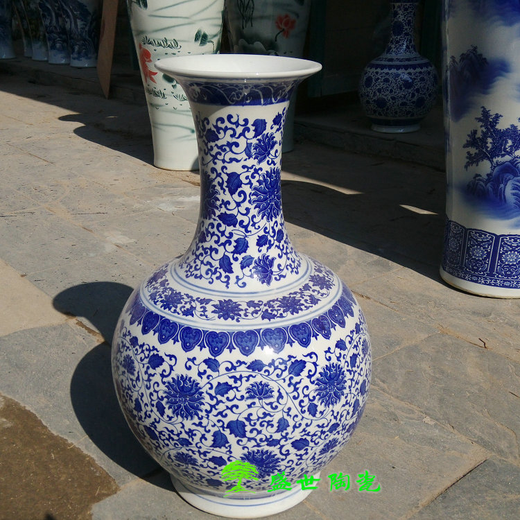 景德镇落地花瓶缠枝莲家居装饰