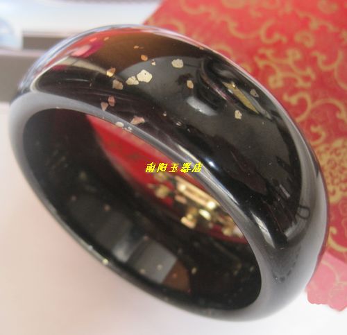 天然和田玉黑青玉金点金星洒金星手镯 玉镯  撒金花羊脂玉镯子