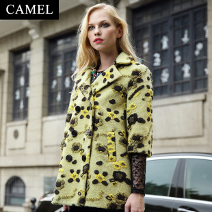 【非卖品】camel骆驼女装冬装绣花呢子大衣 羊毛中长款修身七分