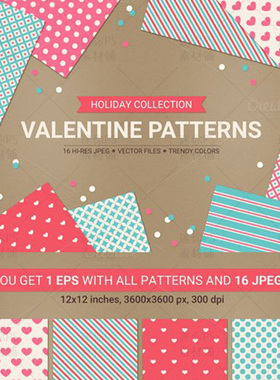 [编号13]蓝红色少女可爱图案斜线方格圆点JPG平铺背景图案PS素材