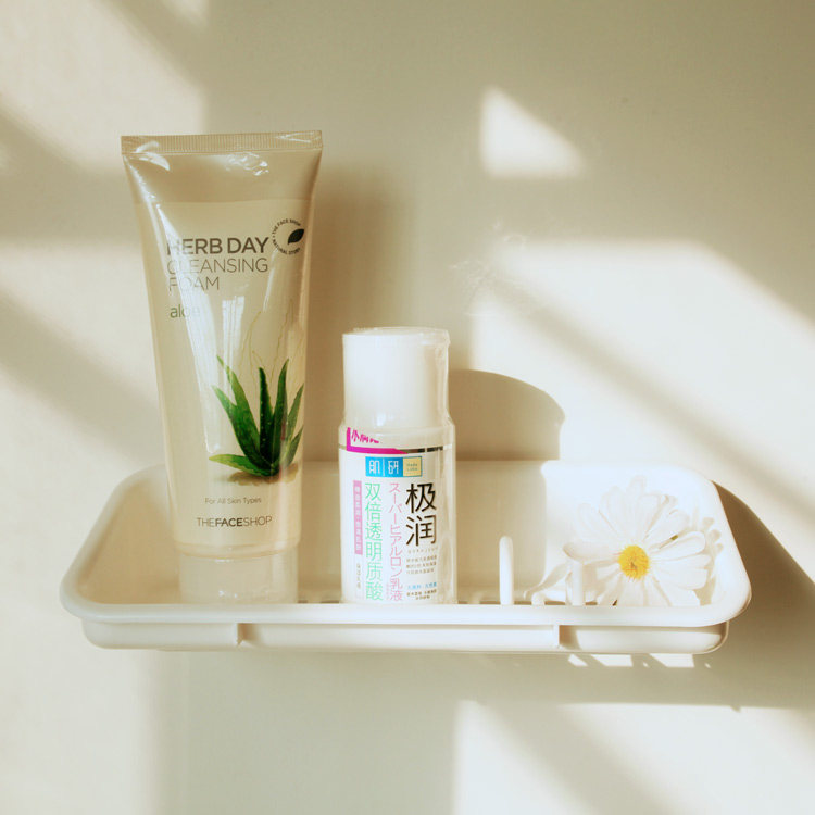 韩国进口snazzy浴室塑料置物架墙上沥水架简约免打孔海绵收纳架