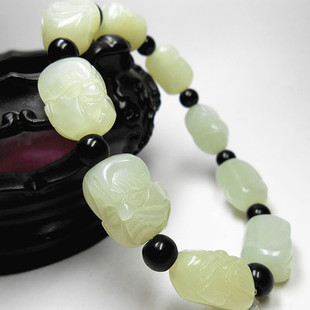 正品a货和田玉手链 十八罗汉和田玉手链 男女款玉石手串