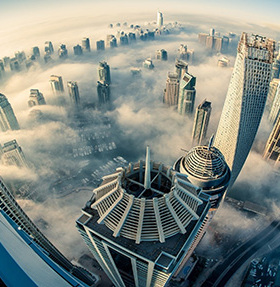 迪拜风景城市夜景世界著名建筑风景画办公室客厅装饰画贴画J826A