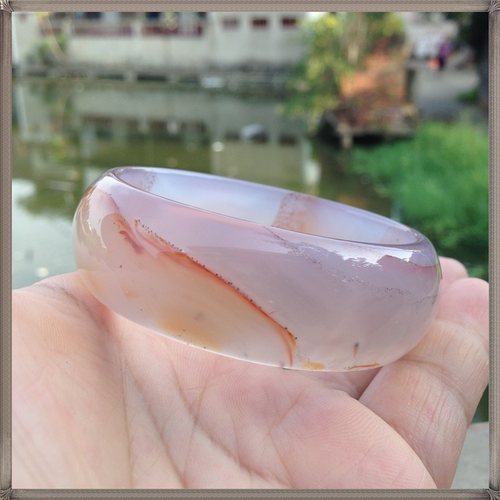 橙之恋正品天然无烤原色橙色小花玛瑙手镯加宽加厚女友好礼124