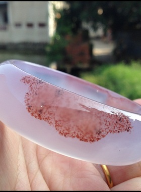 正品巴西天然红朱砂紫色玛瑙手镯水润通透原色玉髓高档女好礼108