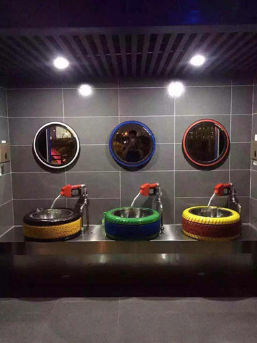 汽车轮胎洗手盆复古工业洗手台主题装修机车俱乐部loft定制台上盆 - 封面