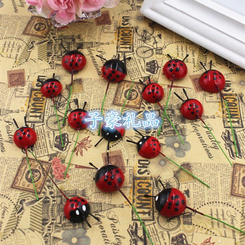 diy触角夹小瓢虫摆件装饰发饰配件可爱宠物 七星瓢虫带铁丝