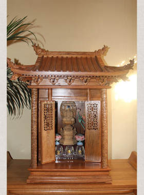 佛堂屋顶佛龛 神龛  带门屋顶台式佛龛 吊柜神台佛台