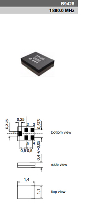 进口 EPCOS B9428 1880M 1880MHZ 1.4*1.1MM 声表 SMD-5 滤波器
