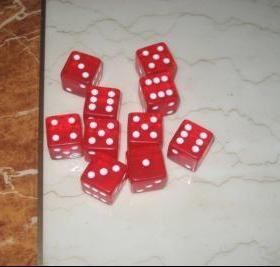 19MM方角透明红压克力骰子19号方角像水晶的红色色子19#扑克骰子