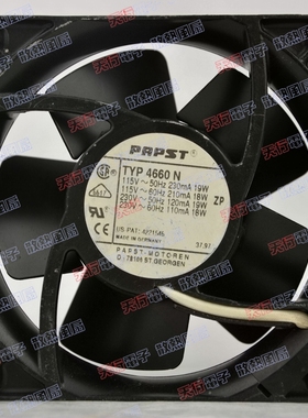 德国PAPST 12CM 12038 115~230V通用 全金属耐高温风扇TYP4660N
