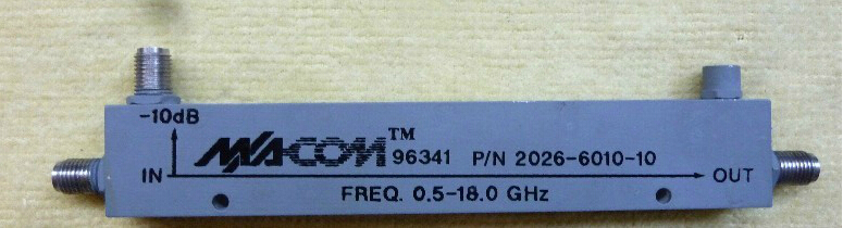 2026-6010-10 M/A-COM 0.5-18GHz 10dB 射频同轴宽带定向耦合器
