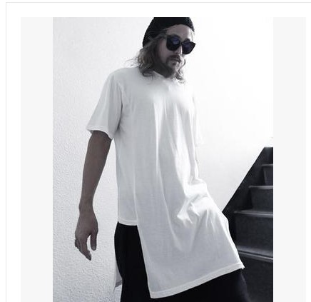 非主流男T恤韩版潮男装夏季新款不规则下摆设计 时尚休闲短袖T恤