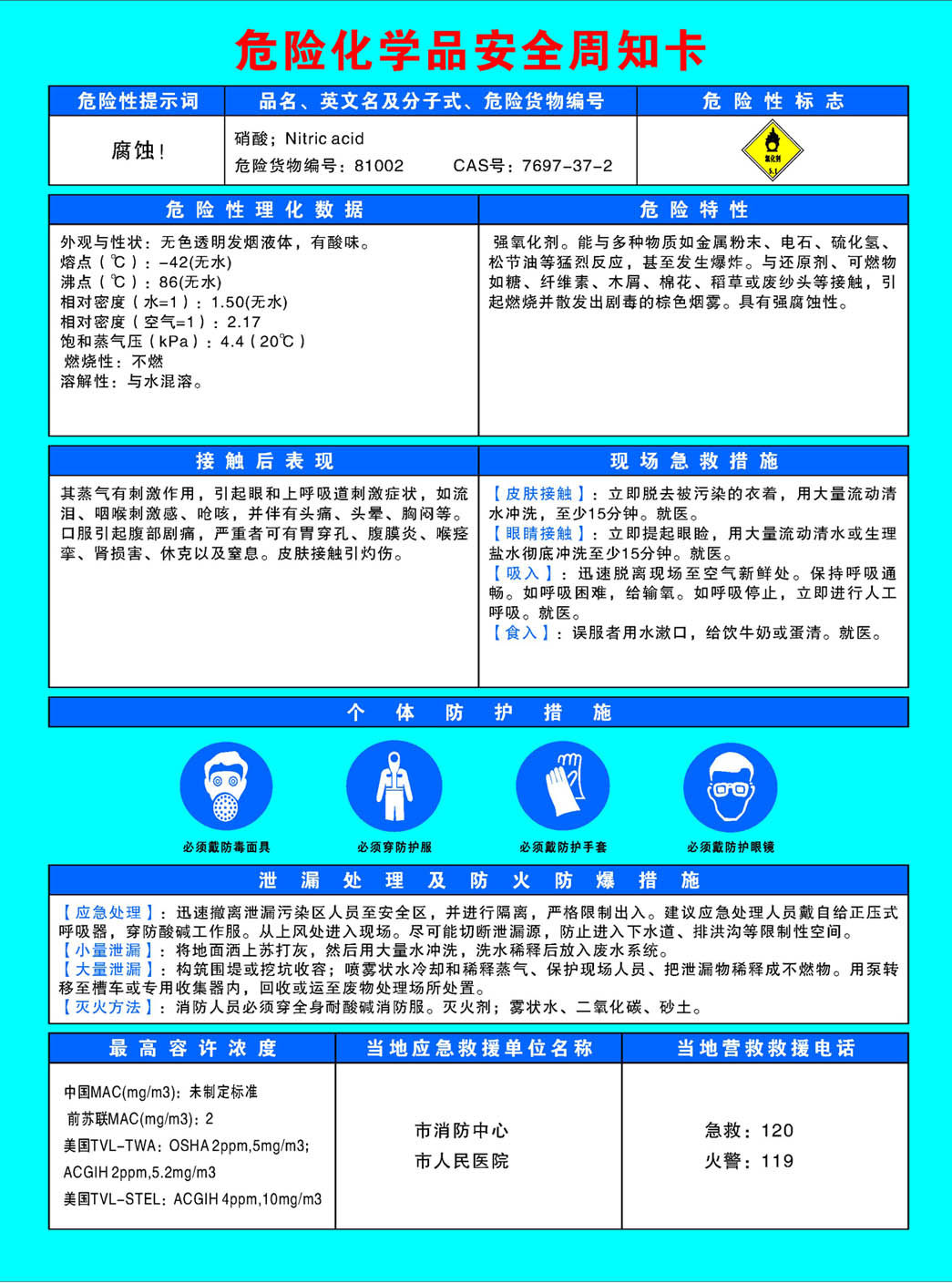 750海报印制展板写真喷绘739危险化学品安全周知卡之硝酸