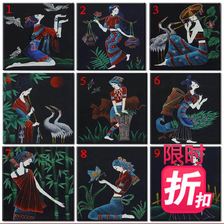 少数民族人物墙壁装饰画米线店餐厅民族风情壁画少女挂画酒店墙画