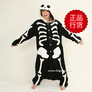 日本SAZAC受权 爱情公寓 可爱万圣节 骷髅 连体情侣睡衣 家居服