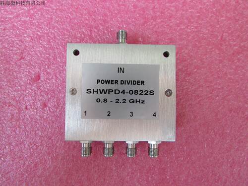 SHWPD4-0822S 0.8-2.2GHz 10W SMA RF 射频同轴4路 一分四功分器  厂家承若质量保修1年，请放心购买  型号：SHWPD4-0822S   50欧姆 一分四 6dB  功分器   SPECIFICATIONS Frequency Range:  0.8-2.2GHz
