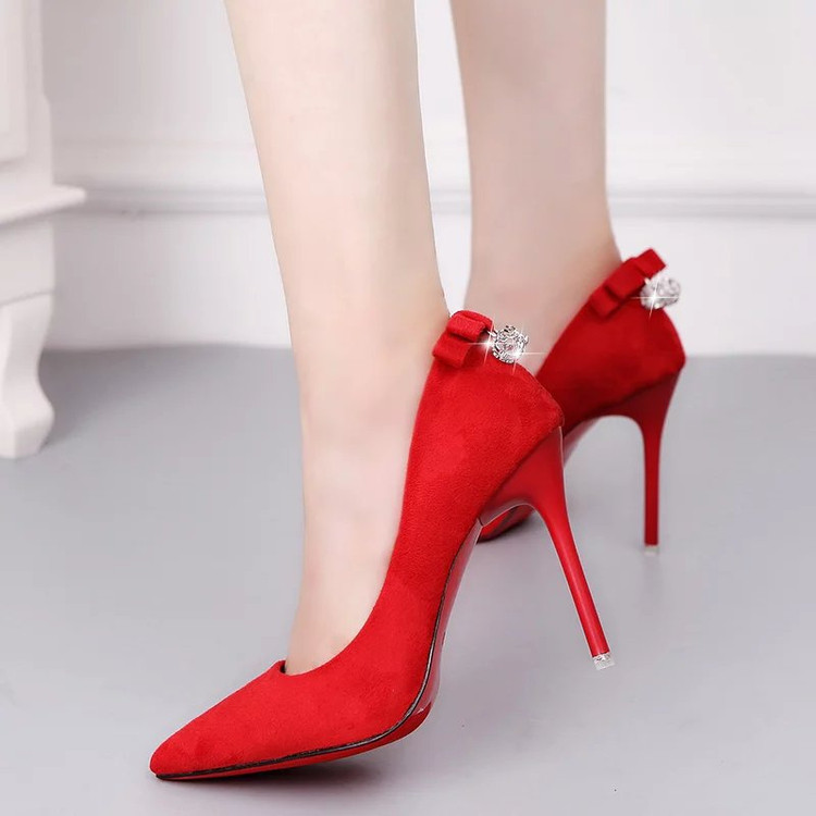 欧洲站2016秋季新款磨砂水钻高跟鞋女细跟性感尖头红色新娘结婚鞋|ruв категории Женская обувь, низкий чистка - от Buy2taobao.com для оказания профессиональной услуги покупки агента Taobao
