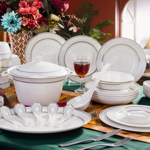 包邮景德镇陶瓷器韩式骨瓷餐具套装碗奢华新婚庆乔迁礼品带面碗