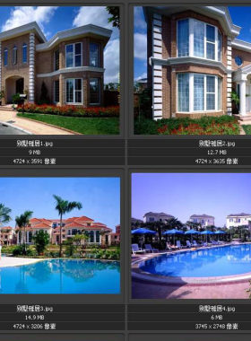 豪华别墅 游泳池 小洋楼 高级住宅 奢华生活 素材图片图库