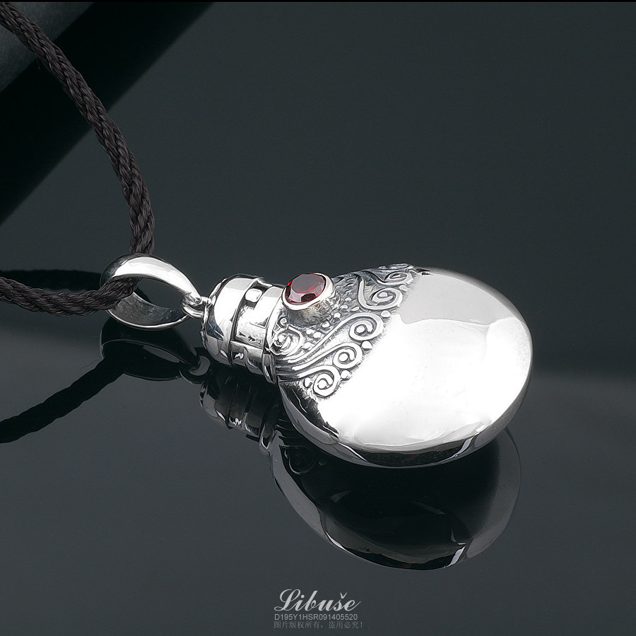 丽伯萨925纯银饰品宝瓶楞严咒挂件男士女士款吊坠挂件项链