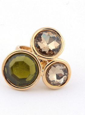 欧美风镀金质感浅黄色水晶戒指