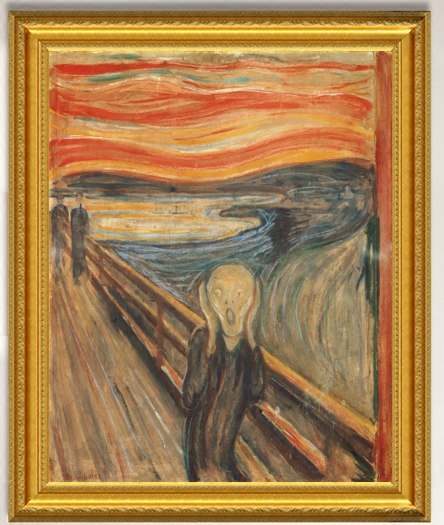 现代装饰画客厅玄关壁画电表箱挂画抽象无框画油画 蒙克 尖叫呐喊