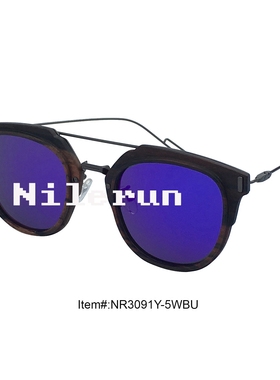 墨镜圆形大框枪灰色黑檀木太阳镜